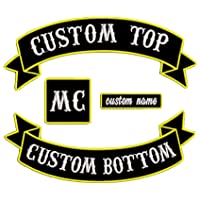 Los mejores  - Parche personalizado Chaleco Biker Motocicleta Rocker Nombre Parches Yellow on black